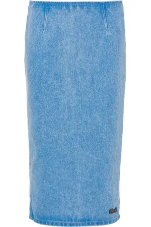 Marni Logo-patch denim pencil skirt