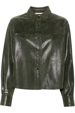 FORTE FORTE Lizard-skin effect leather shirt