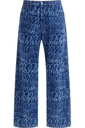 Marni Scribble motif wide-leg trousers