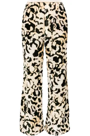 FORTE FORTE Abstract-print crushed-velvet trousers