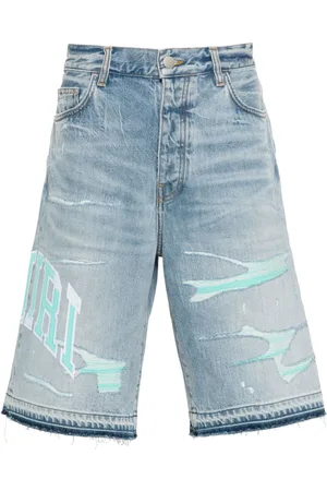 AMIRI Varsity-logo denim shorts