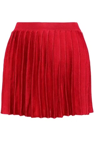 Self-Portrait Pleated knitted mini skirt