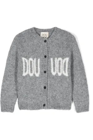 DOUUOD KIDS Logo-jacquard cardigan