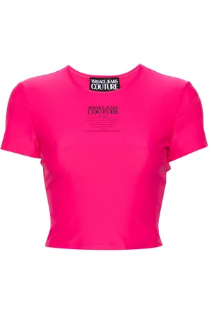 VERSACE Logo-print cropped T-shirt