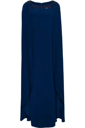 Marchesa Notte Crystal-embellished cape gown