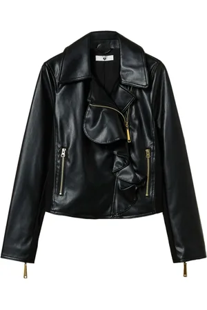 Twin-Set Ruffled faux-leather biker jacket