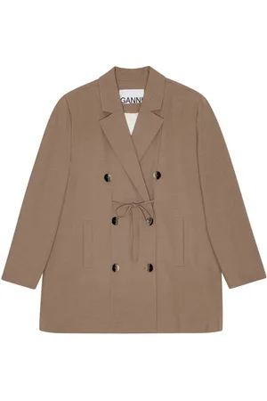 Ganni Double-breasted tie-fastening coat