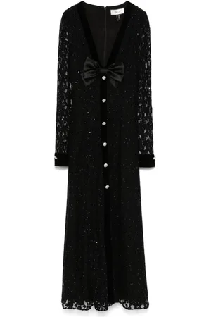 NISSA Crystal-embellished lace midi dress
