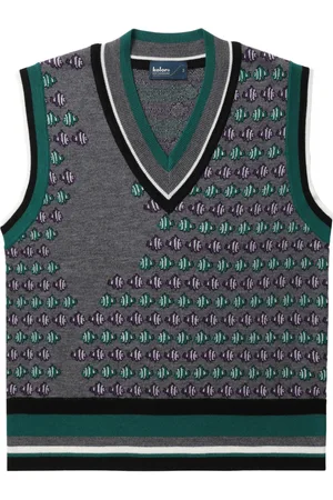 Kolor Fish-motif intarsia-knit vest