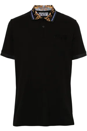 VERSACE Logo-embroidered cotton polo shirt