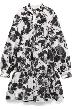 STINE GOYA Anemone-jacquard tier mini dress