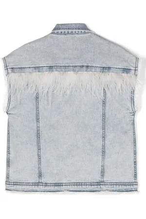 Le pandorine Feather-detail denim vest