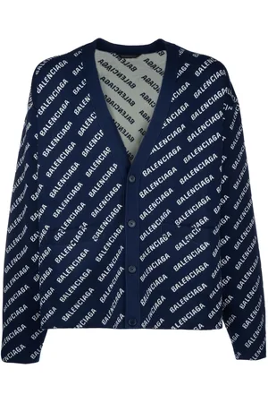 Balenciaga V-neck logo-print cardigan
