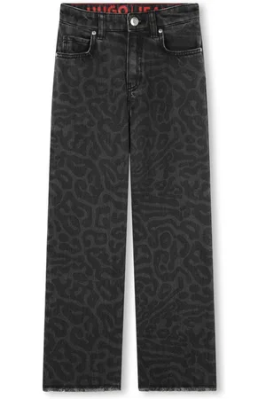 HUGO BOSS Leopard-print straight-leg jeans