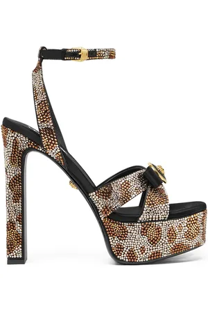 VERSACE 140mm crystal-leopard sandals