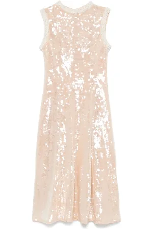 Self-Portrait Sequin pearl-trim midi dress