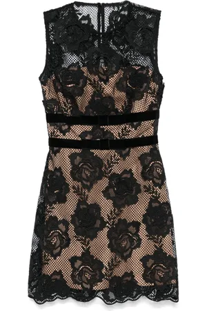 Self-Portrait Bow-detail lace mini dress