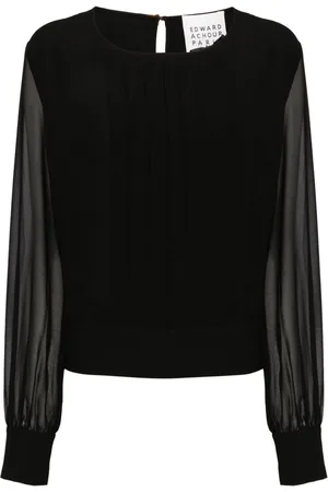 Edward Achour Paris Pleat-detailing semi-sheer blouse