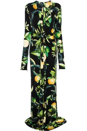 Roberto Cavalli Lemon-print jersey maxi dress