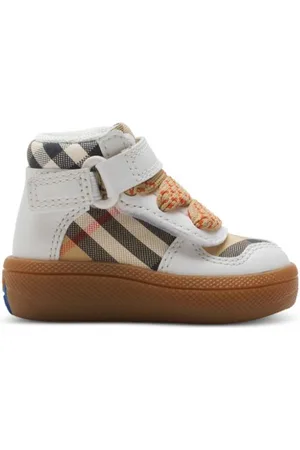 Burberry Check and Leather High-top Sneakers