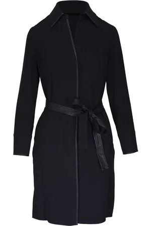 Vince Faux-leather trim shirt dress