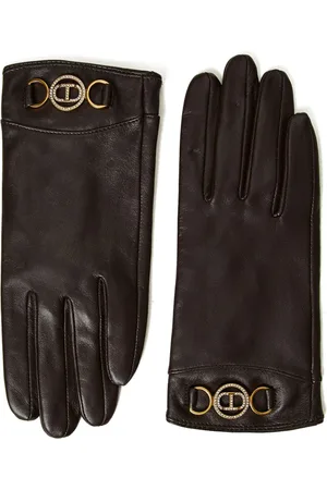 Twin-Set Logo-plaque leather gloves