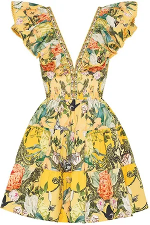 Camilla Printed ruffled mini dress