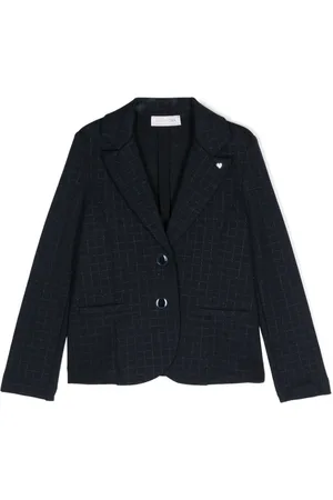 MONNALISA Glittered-check single-breasted blazer