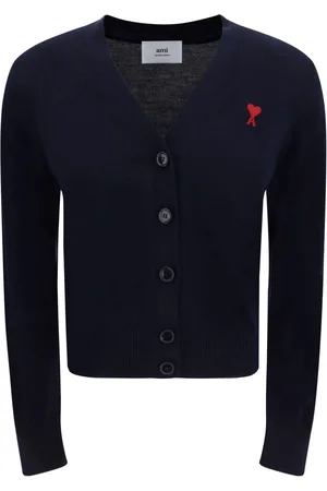 Ami Logo-embroidered merino wool cardigan