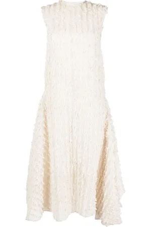 Calcaterra Frayed-trim midi dress
