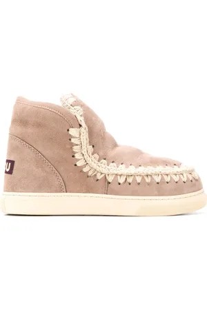 Mou Crochet stitch-trim sneaker boots