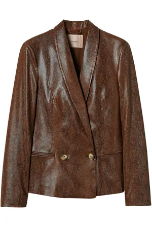 Twin-Set Lizard-skin effect faux leather blazer