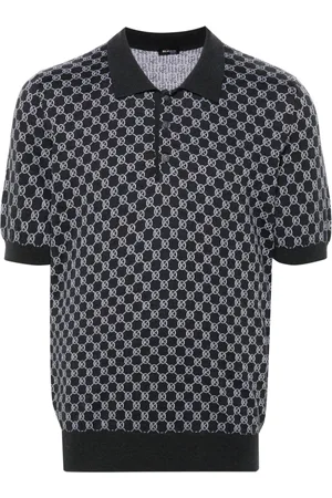 Kiton Monogram-jacquard polo shirt