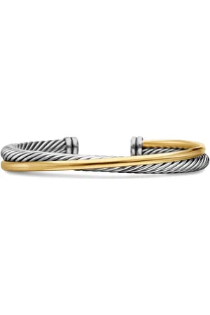 David Yurman 18kt yellow gold and sterling Crossover Two Row cuff bracelet (5mm)