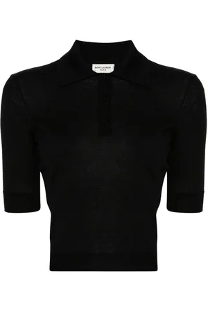 Saint Laurent Cassandre-embroidery polo top