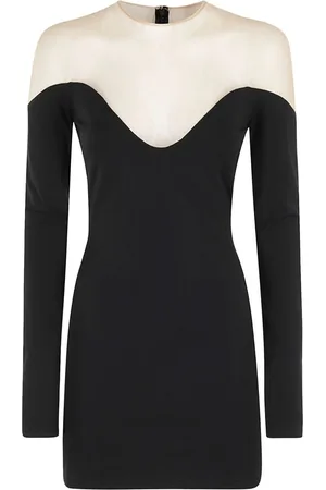 DAVID KOMA Mesh-panelling mini dress
