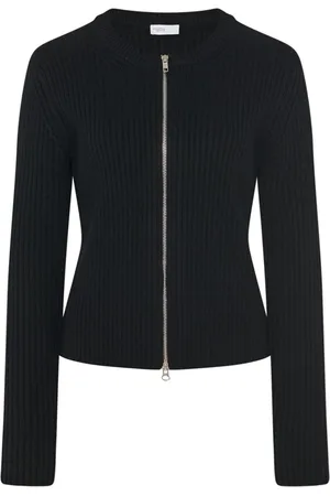 ROSETTA GETTY Zip-up ribbed knit cardigan