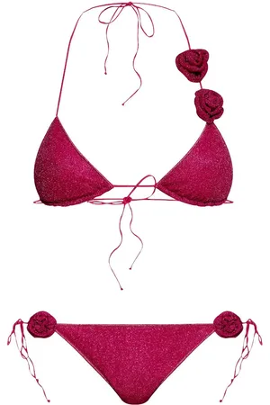 Oseree Rose-appliqué bikini