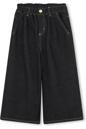 Kenzo Tiger-embroidered high-rise wide-leg jeans
