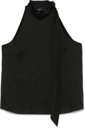 THEORY Textured-satin halter top