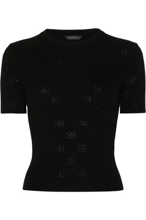 Balenciaga BB pointelle-knit T-shirt
