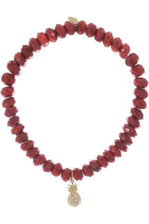 Sydney Evan 14kt yellow Pineapple-charm bamboo coral and diamond bracelet