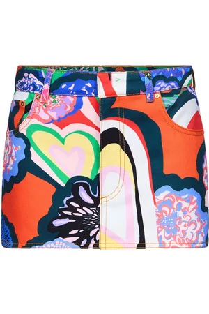 AREA Abstract-print denim miniskirt