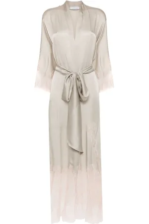 CARINE GILSON Calais-Caudry lace-trim silk robe