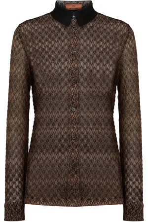 Missoni Lamé-effect chevron-knit shirt