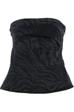 ROTATE Zebra-print denim top