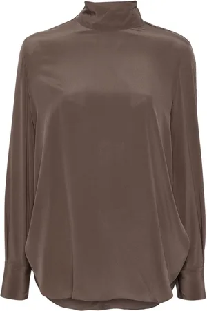 Brunello Cucinelli High-neck silk blouse