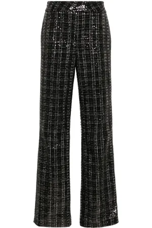GENNY Sequinned plaid trousers