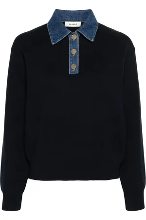 Sandro Denim-detailed polo shirt