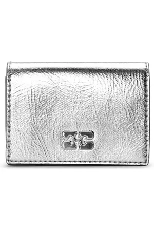 Ganni Bou metallic flap card holder